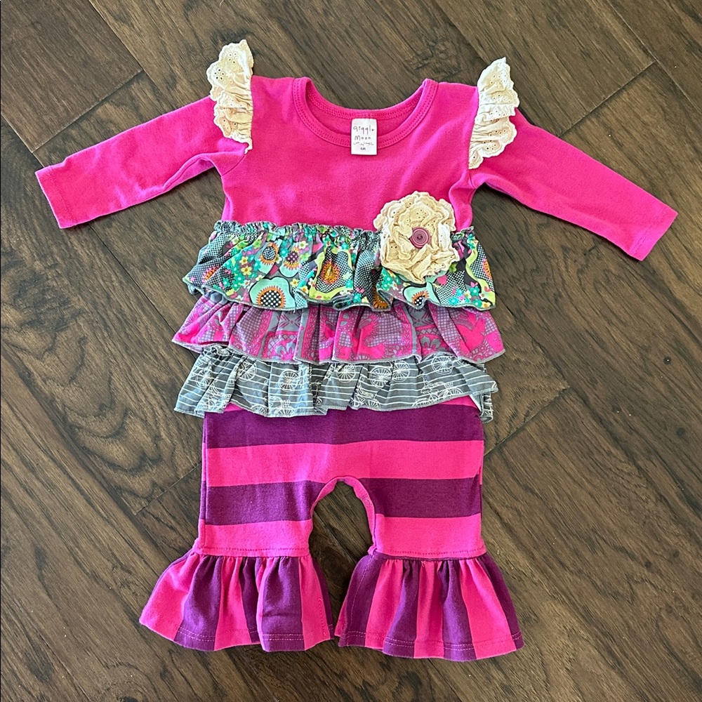 Giggle Moon Pink and Teal Baby Outfit